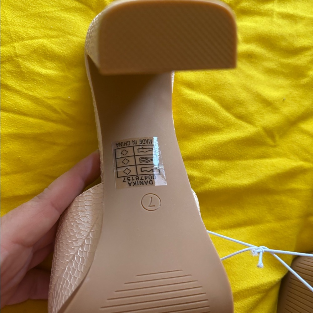 NIKA Tan Block Heels Modern Design